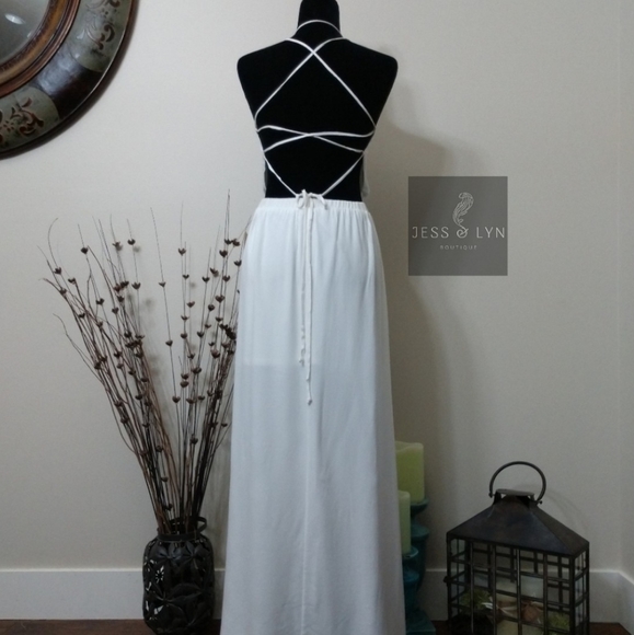 Off White Open Back Strap Dress - Picture 10 of 12